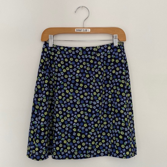CLASSIQUE COLLECTIONS vintage floral print skirt navy green mini - Picture 1 of 4